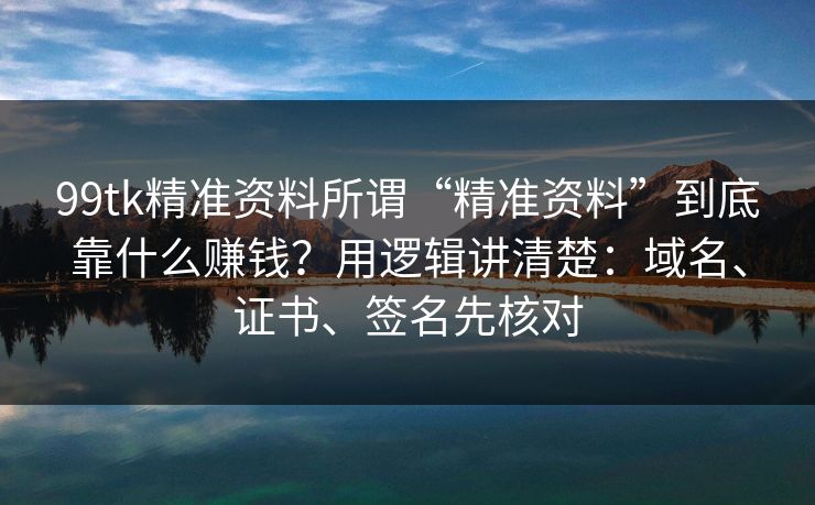 99tk精准资料所谓“精准资料”到底靠什么赚钱？用逻辑讲清楚：域名、证书、签名先核对