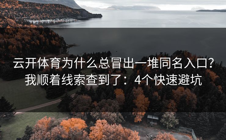 云开体育为什么总冒出一堆同名入口?我顺着线索查到了:4个快速避坑 云开体育为什么总冒出一堆同名入口?我顺着线索查到了:4个快速避坑